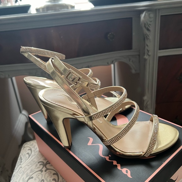 Nina Sami Gold Rhinestone Sandals - Picture 5 of 9